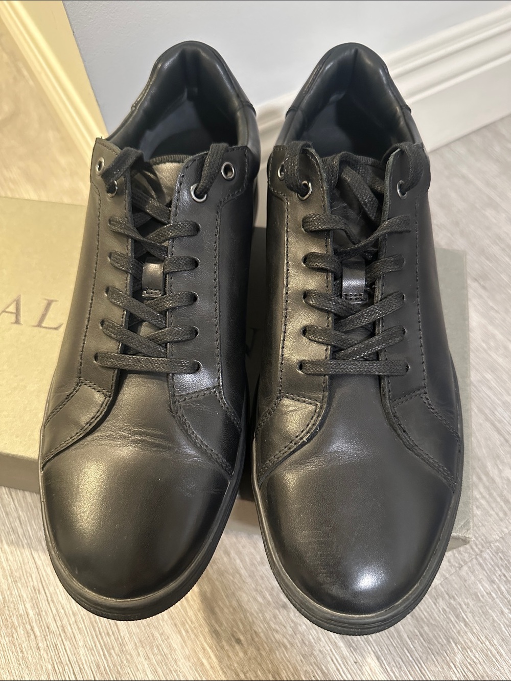 All Saints Men's Black Leather Lace-Up Sneakers